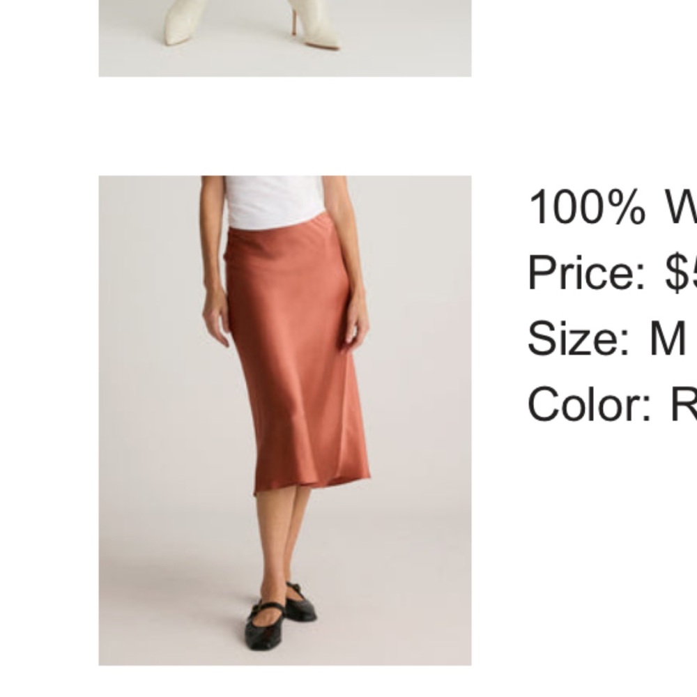 Quince washable Silk Midi Skirt in rose color
